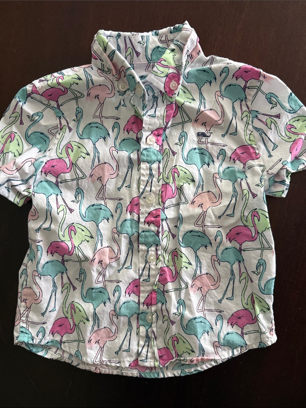 Vineyard Vines Kids Short-Sleeve Button-Up Shirt - White with Pink, Teal, Mint